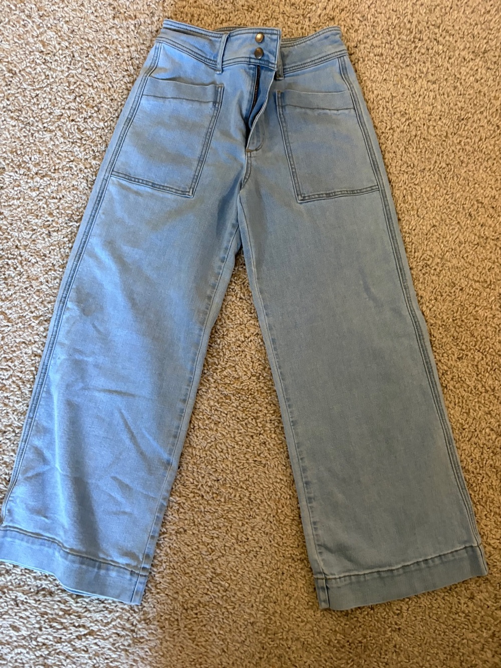 Joe's Jeans Light Blue Wide-Leg Patch Pocket Jeans